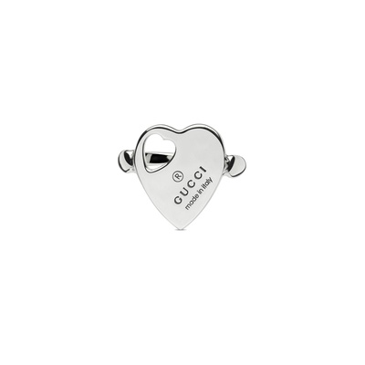 Gucci Trademark Sterling Silver Heart Open Ring - SIZE 6.75