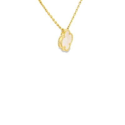 Albert's 10k Yellow Gold Clover Mother of Pearl Necklace with 17