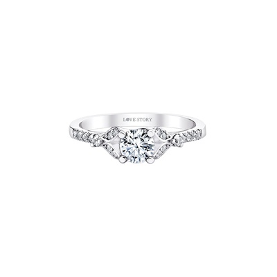 Love Story 14k White Gold 3/8ct Center and 1/4ctw Side Stone