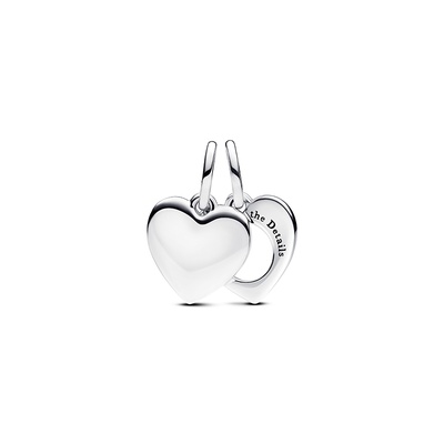 Pandora Engravable Heart Magnifying Glass Double Dangle Charm
