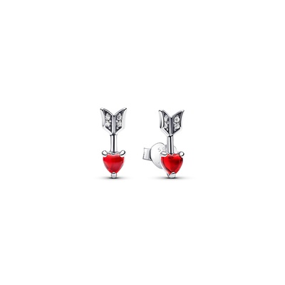 Pandora Arrow & Murano Glass Heart Stud Earrings 293668C01