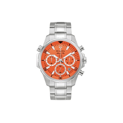 Bulova Men's Marine Star 43.5mm Orange Chronograph Watch 96B395