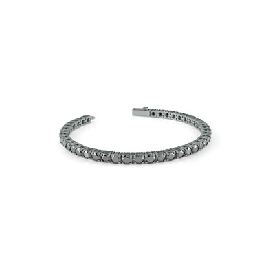Italgem Stainless Steel Gunmetal Inch Black CZ Tennis Bracelet