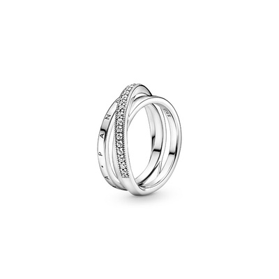 Pandora Crossover Pavé Triple Band 12号 Amazon.com: PANDORA Crossover Pave Triple Band, Clear CZ