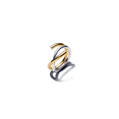 Pandora Organically Shaped Two-tone Double Ring 163889C00-52