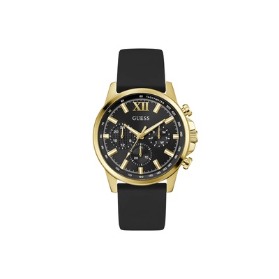 Guess Men's Walker 44mm Gold Tone Multifunction Black Watch GW0913G2
