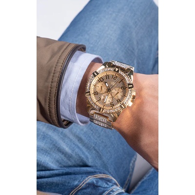 Guess Men's Gold Tone Stainless Steel Glitz Watch U0799G2