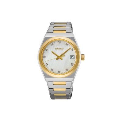Seiko Essentials Ladies' 34mm Two Tone Mother of Pearl Watch SUR604