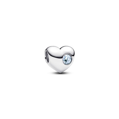 Pandora Engravable Sea Aqua Blue Stone Heart Charm 794161C03