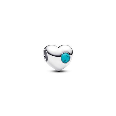 Pandora Engravable Turquoise Blue Stone Heart Charm 794161C12