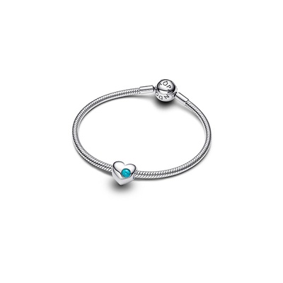 Pandora Engravable Turquoise Blue Stone Heart Charm 794161C12