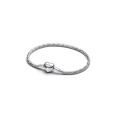 Loung PANDORA ブレスレット Pandora Heart Clasp Faceted Snake Chain Bracelet 594236C00-16