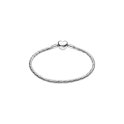 Pandora Heart Clasp Faceted Snake Chain Bracelet 594236C00-16