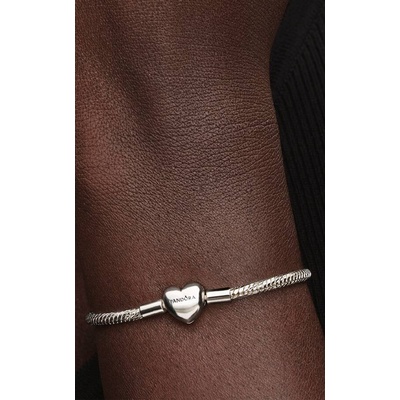 Pandora Heart Clasp Faceted Snake Chain Bracelet 594236C00-16