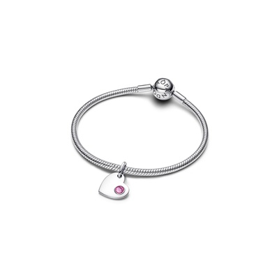 Pandora Engravable Heart Pink Stone Dangle Charm 794295C10