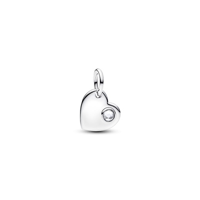Pandora Engravable Heart Clear Stone Dangle Charm 794295C04