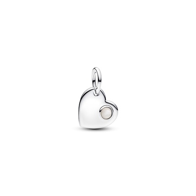 Pandora June Engravable Heart White Stone Dangle Charm 794295C06