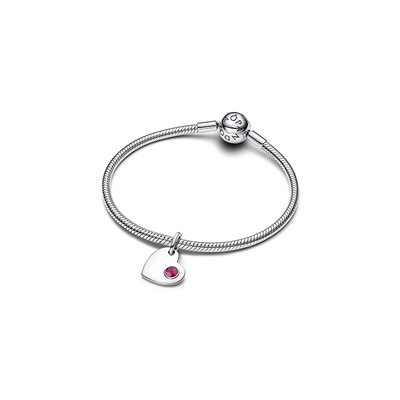 Pandora July Engravable Heart True Red Stone Dangle Charm 794295C07