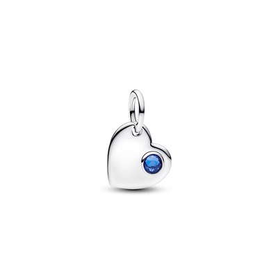 Pandora September Engravable Heart Blue Stone Dangle Charm 794295C09
