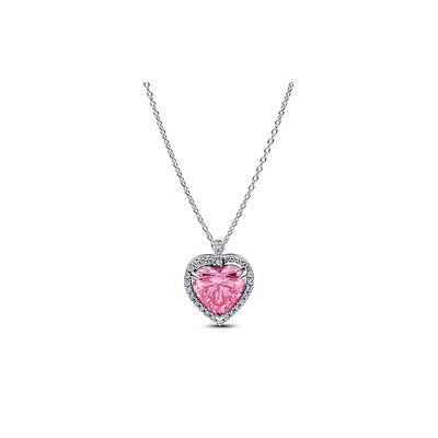 Pandora Pink Halo Heart Collier Necklace 394414C01-45