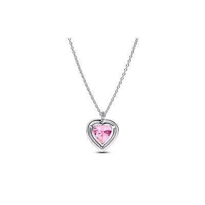 Pandora Pink Halo Heart Collier Necklace 394414C01-45