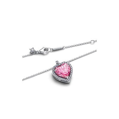 Pandora Pink Halo Heart Collier Necklace 394414C01-45