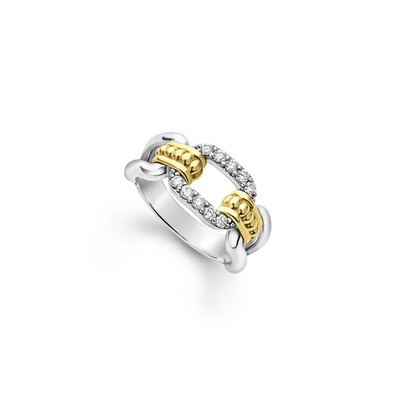 LAGOS Signature Caviar Two-Tone 9mm Link Diamond Ring 02-80806-DD7