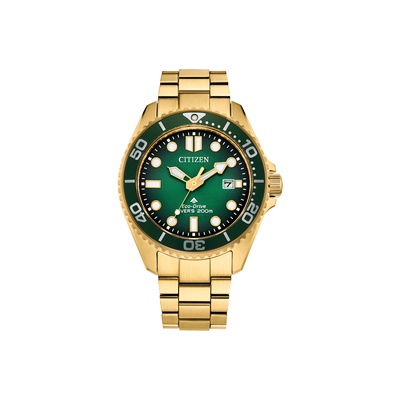 Citizen Men's and Ladies' Promaster Dive Gold Tone Green Dial