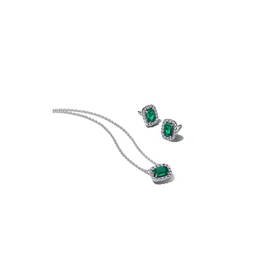 Pandora Sparkling Green Halo Jewelry Gift Set B802732