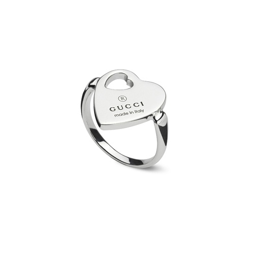 Gucci Trademark Sterling Silver Heart Open Ring - SIZE 6.75
