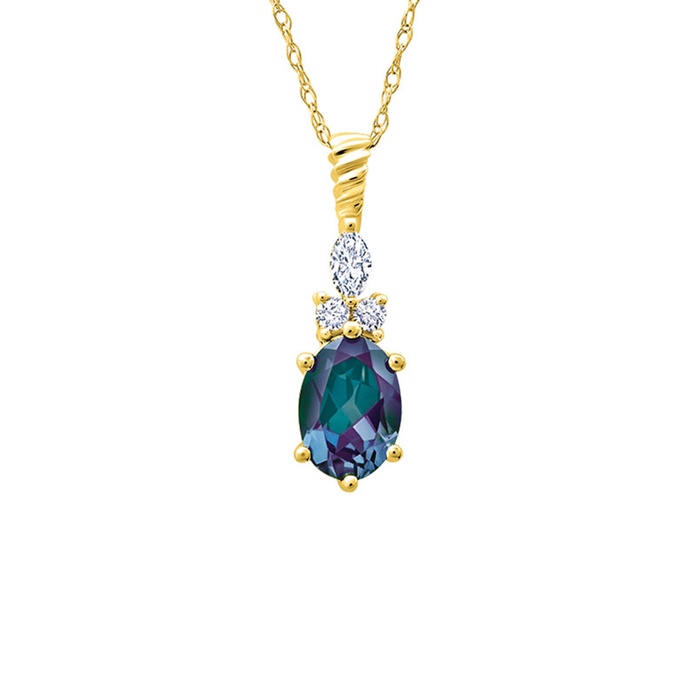 Albert's Collection 10k Yellow Gold Oval Created Alexandrite