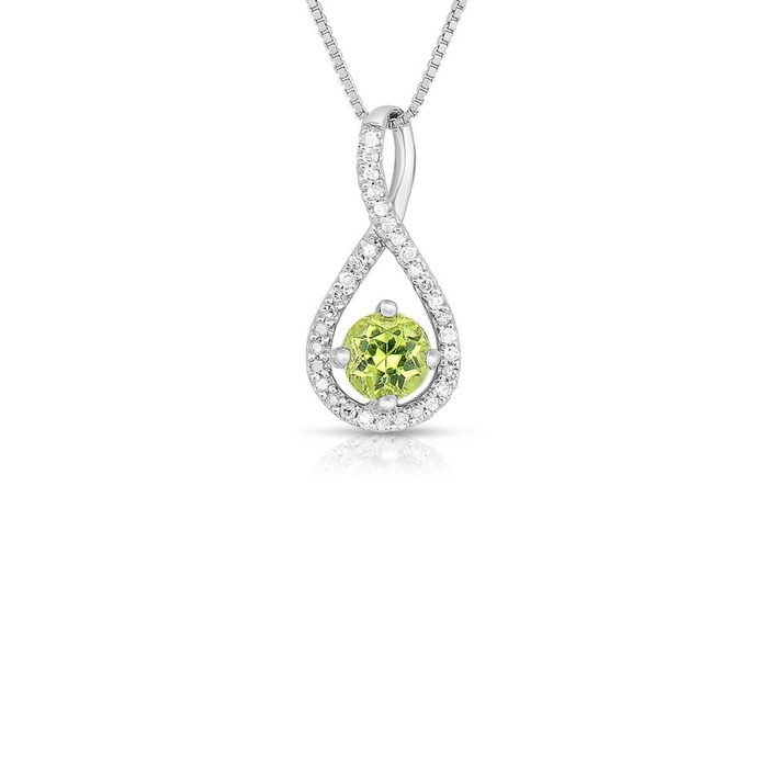 Albert's Sterling Silver Peridot and Diamond Necklace P2718