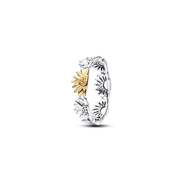 Pandora Sunflower Two-Tone Band Ring 164702C00-48