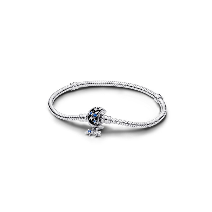 Pandora Moments Sparkling Moon Clasp Snake Chain Bracelet