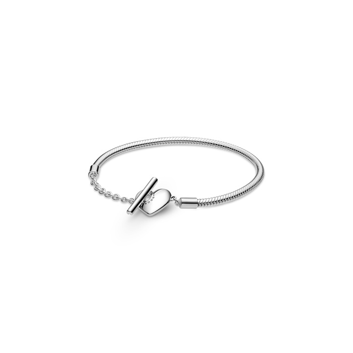 Pandora Moments Heart T-Bar Snake Chain Bracelet 599285C00-16