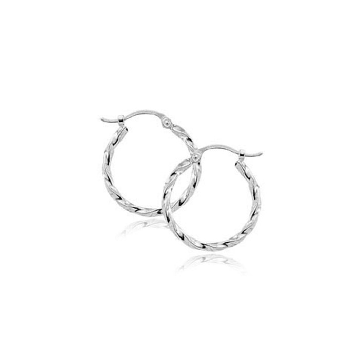Albert's 14k White Gold Twisted Hoop Earrings 03-071W