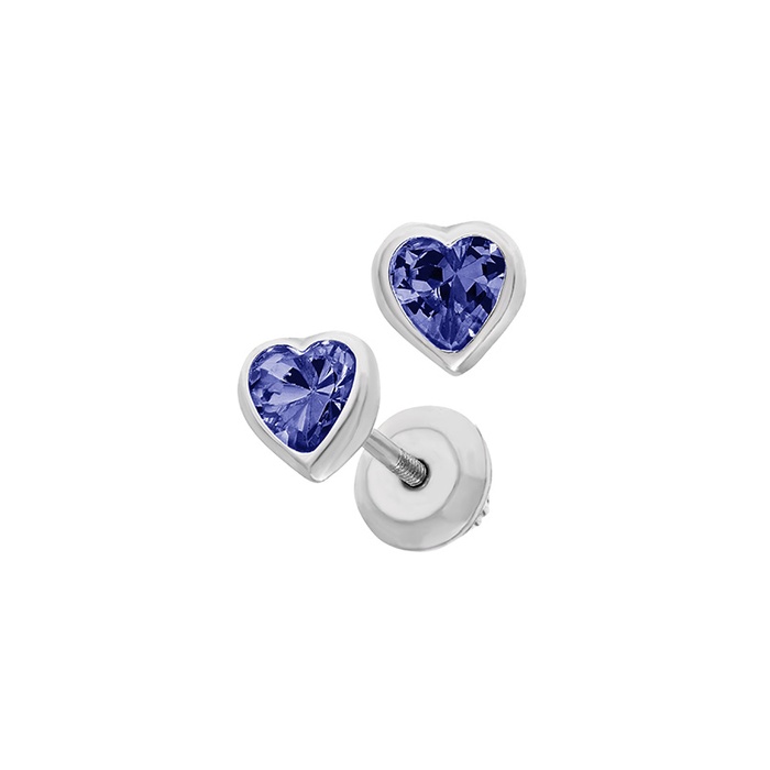 Albert's Kids Sterling Silver September CZ Heart Safety Back