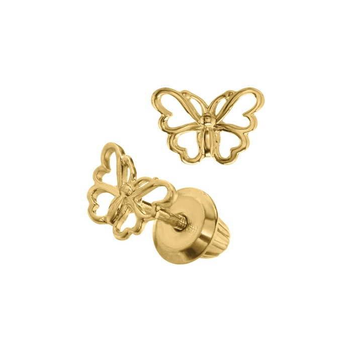 Albert's Kids 14k Yellow Gold 4x6mm Butterfly Safety Back Stud