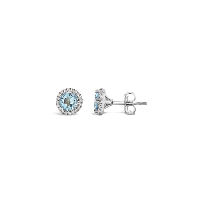 Albert's Sterling Silver Diamond and Aquamarine Stud