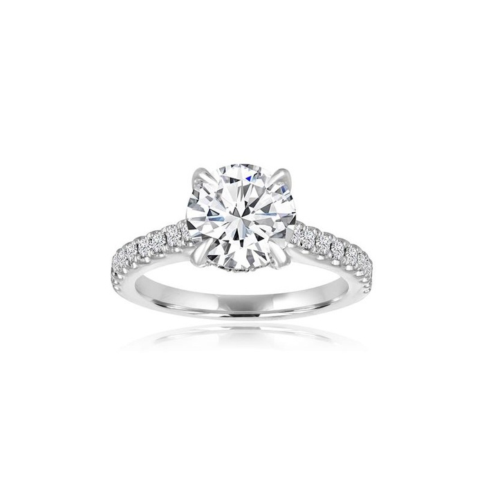 Love Story 14k White Gold 1/2ctw Round Diamond Cathedral Semi