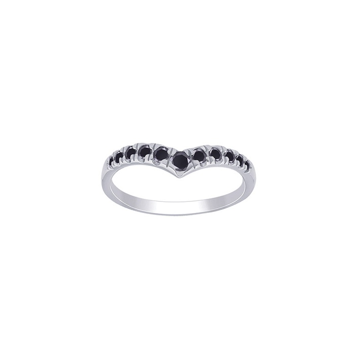 Albert's 14k White Gold Black Diamond V Ring