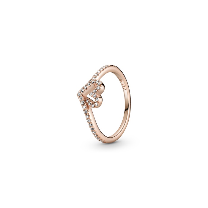 Pandora Wish Sparkling Wishbone Heart Ring 189302C01-48