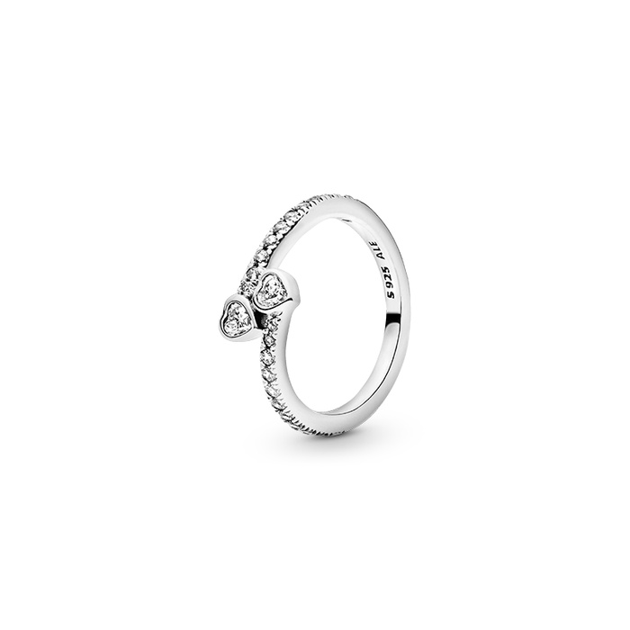 Pandora Two Sparkling Hearts Ring 191023CZ-48