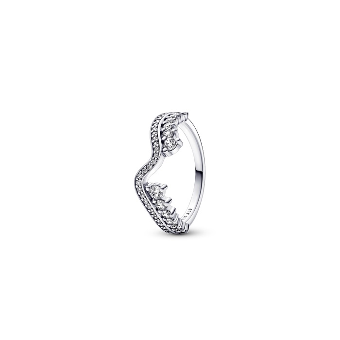 Pandora Sparkling Asymmetric Wave Ring 192543C01-48