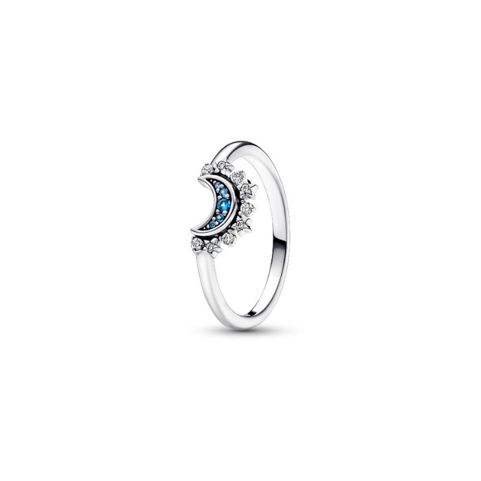 Pandora Celestial Blue Sparkling Moon Ring 192675C01-48