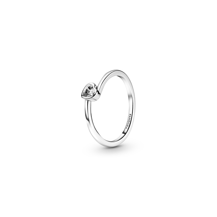 Pandora People Clear Tilted Heart Solitaire Ring 199267C02-48