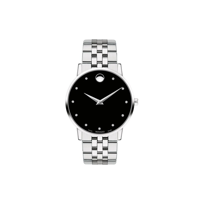 Authentic Movado Museum Classic Watch | Black Dial Silver Case | Lizard Strap MOVADO Museum Classic Luxury Watch for Women Silver w/ Black  main image 4