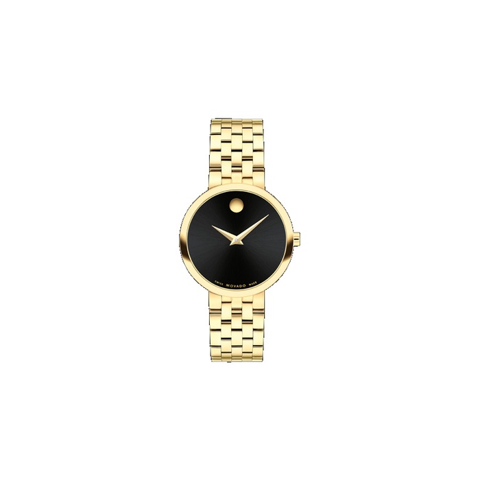 Movado Luxury Ladies Watch Two-Tone Bracelet Black Round Dial Gold-Tone Hands Movado Women main image 2