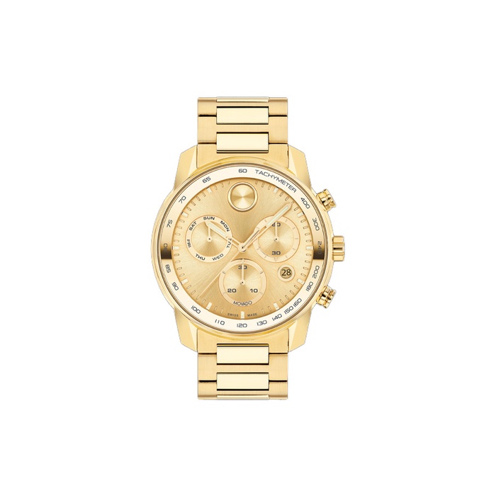 Movado Bold Verso Chronograph 44mm Goldtone Mens Watch