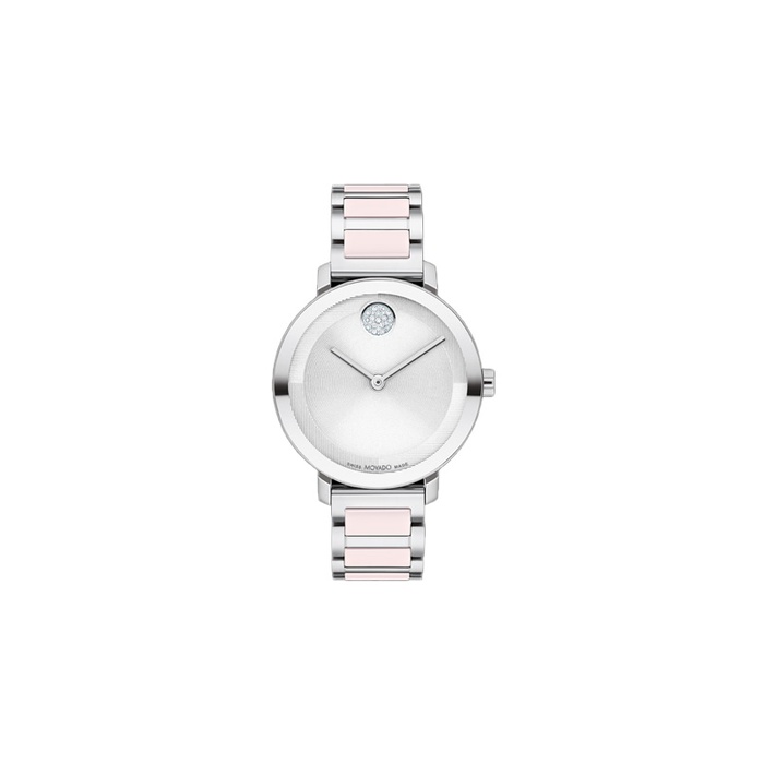 Silver Movado watch with light pink face Movado BOLD Evolution 2.0 Crystal Accent Pink Dial and Pink  main image 4